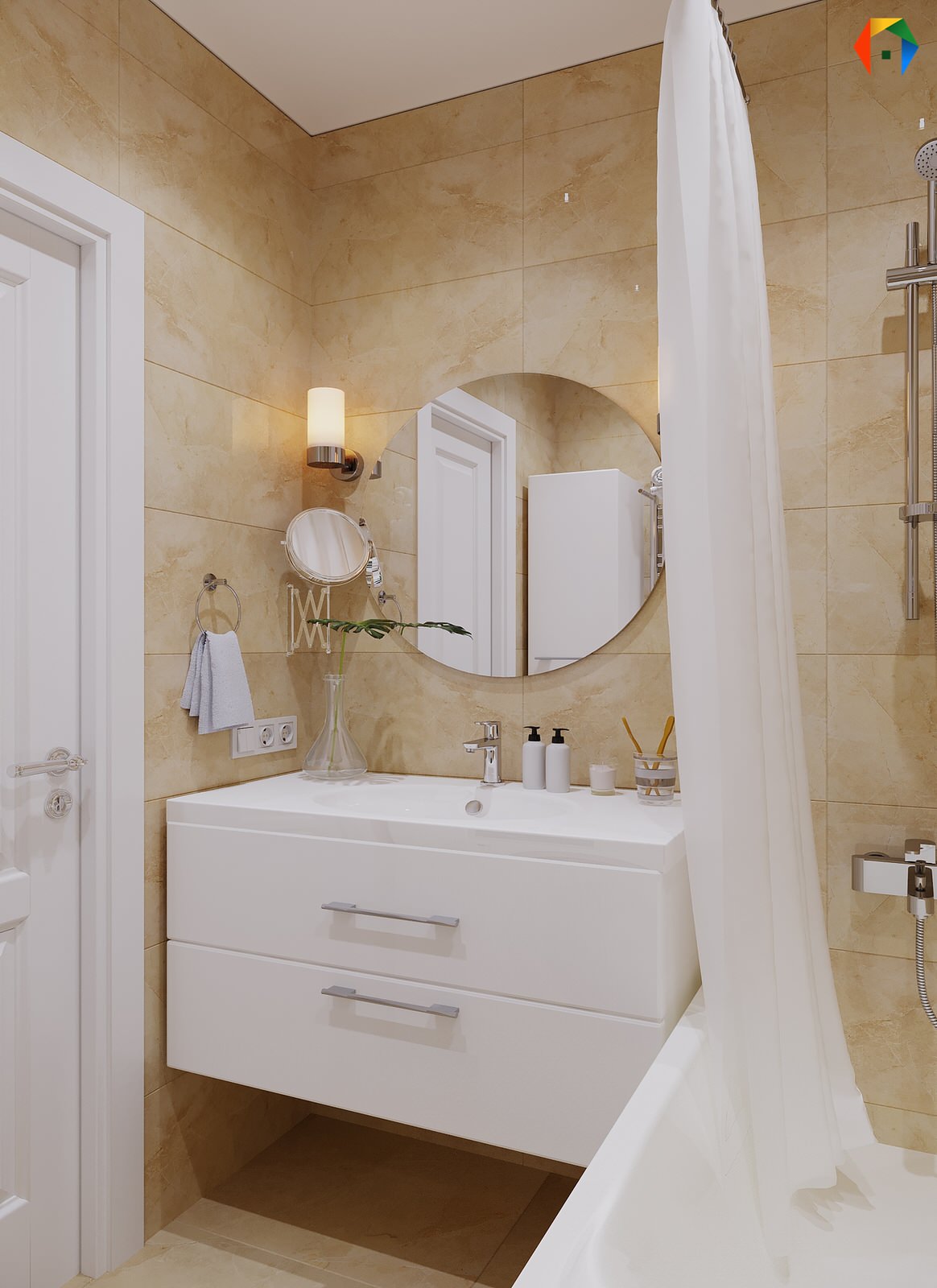 Дизайн трешки в песочных тонах