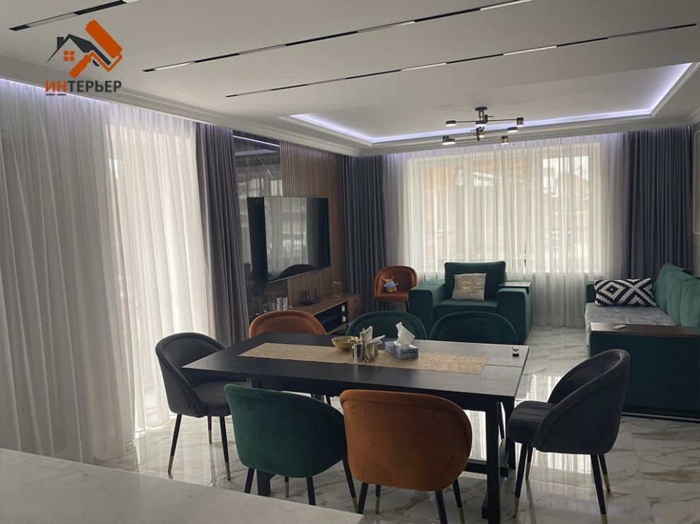 Гостиная - ремонт коттеджа под ключ