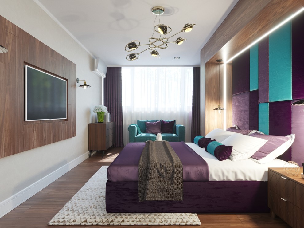 Дизайн интерьера спальни для молодой пары с двумя детьми,вариант 2