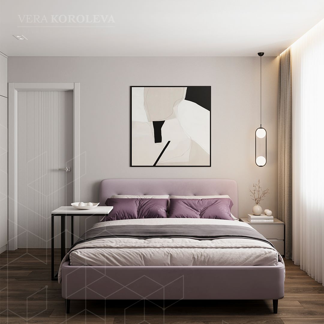 Лавандовая дымка: красивая и функциональная двушка 47 кв.м под Петербургом