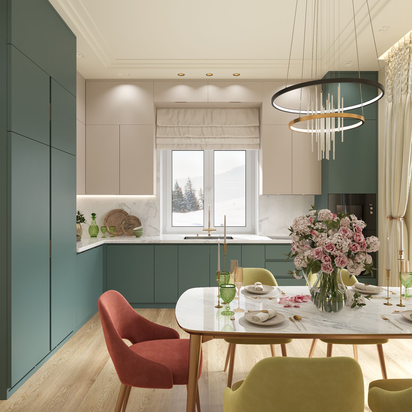 Дизайн Проект интерьера кухни в загородном доме