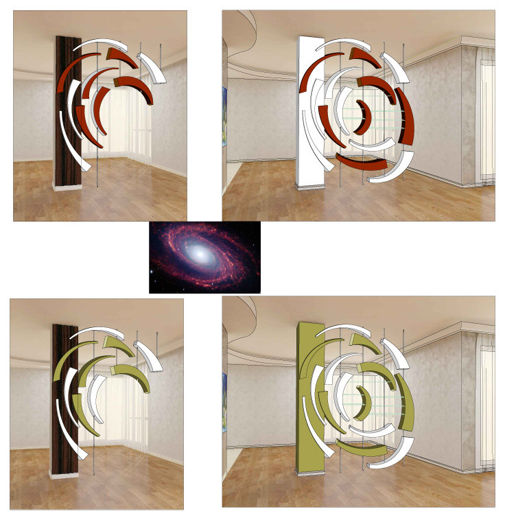 Интерьерный пространственный элемент -  шкаф-перегородка