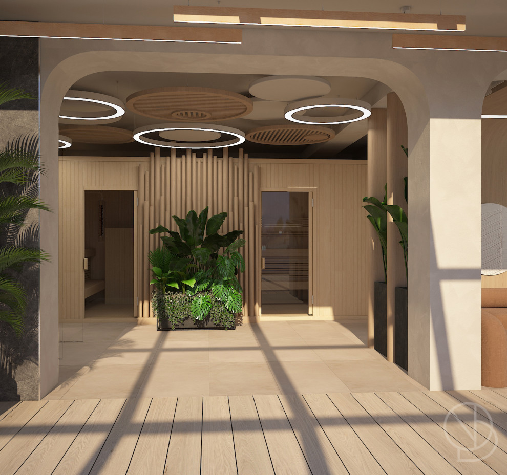 Вход в кабинки сауны