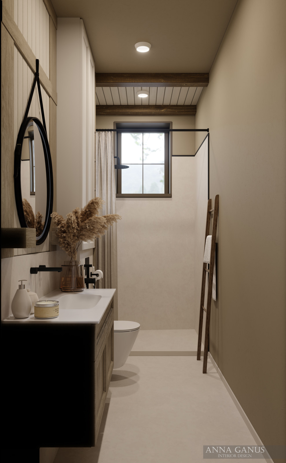 Домик в деревне в природных оттенках.