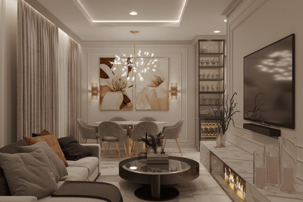 Просторная квартира в нежных оттенках со стильными элементами декора