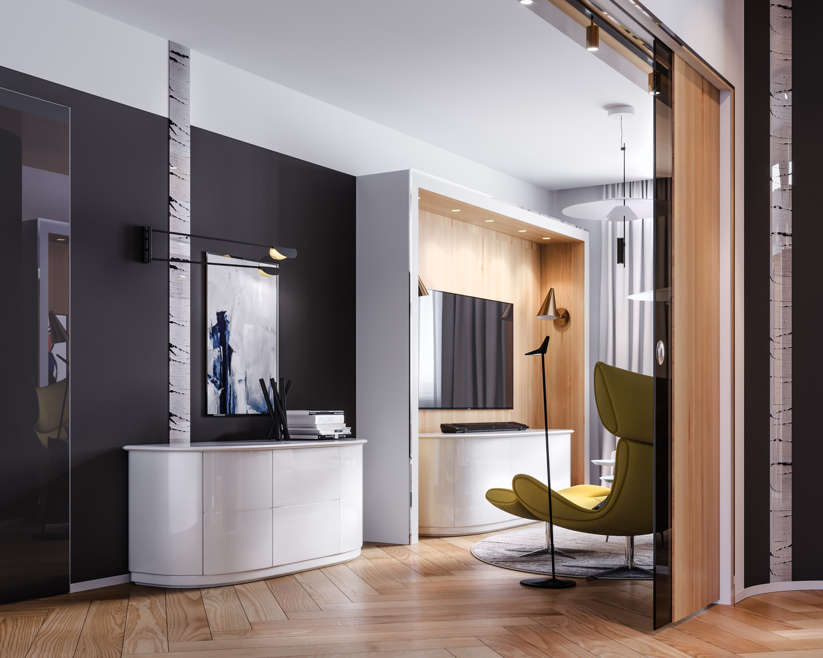 Реализованный проект квартиры в Москве, Скандинавия и Ар-деко: уютная эклектика