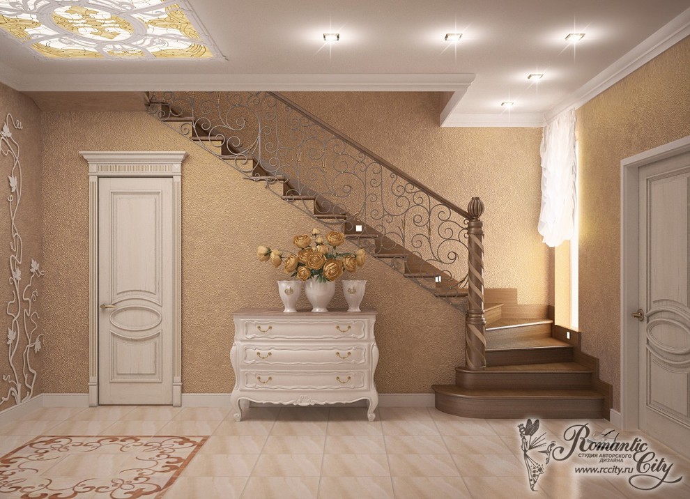 Дизайн дома в классическом стиле с нежной спальней