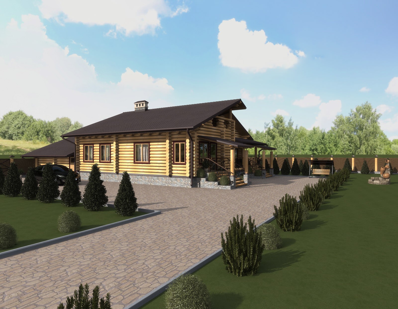 Фасад и экстерьер загородного деревянного дома