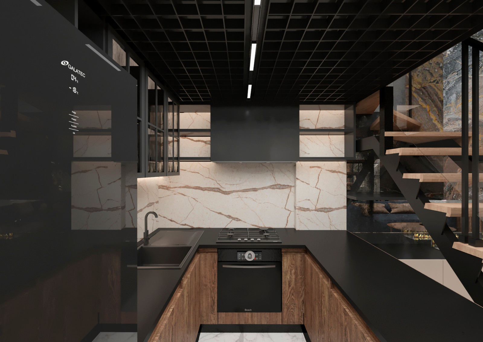 "Индустриальный шик". Двухуровневая студия