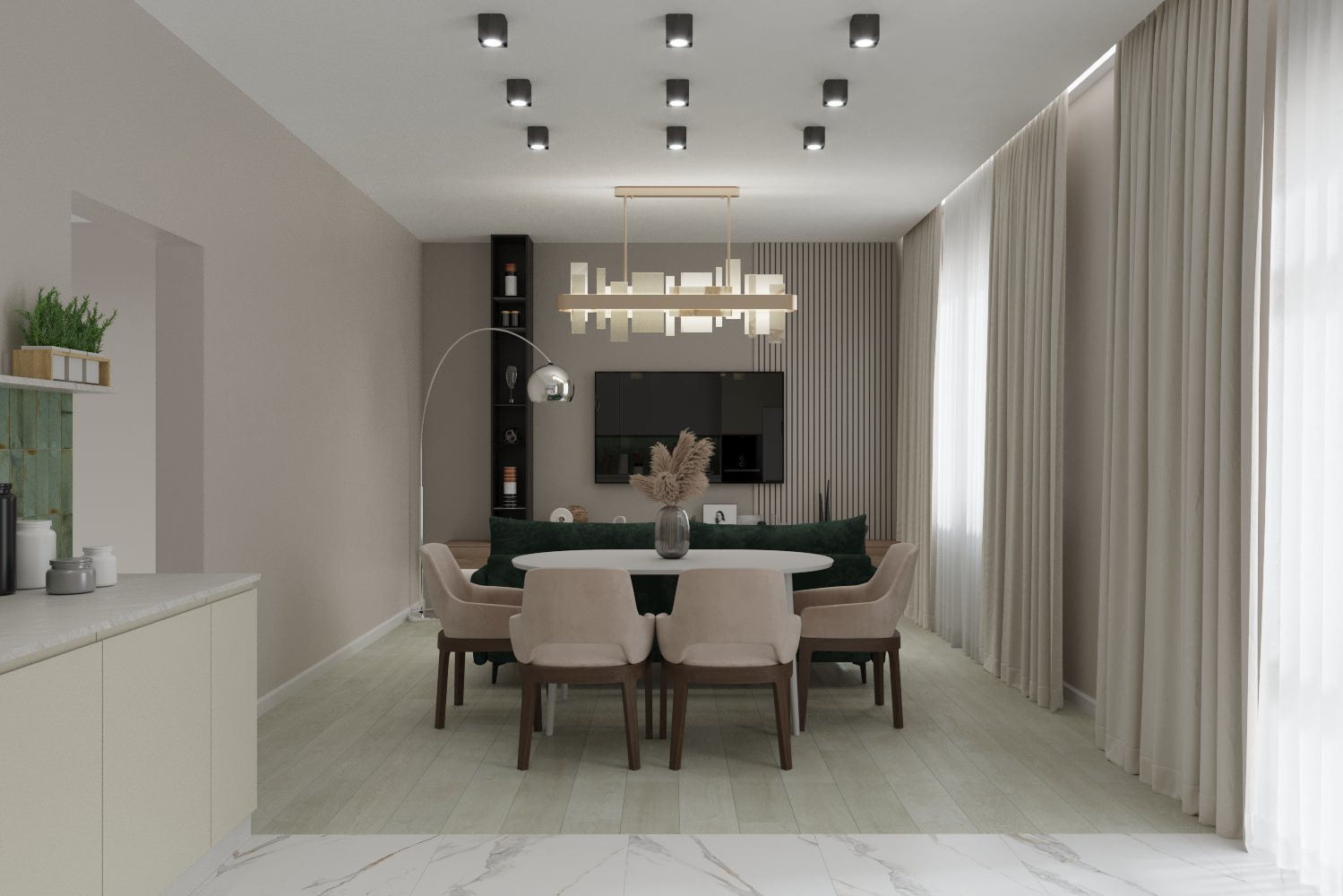 кухня гостиная 32 кв м