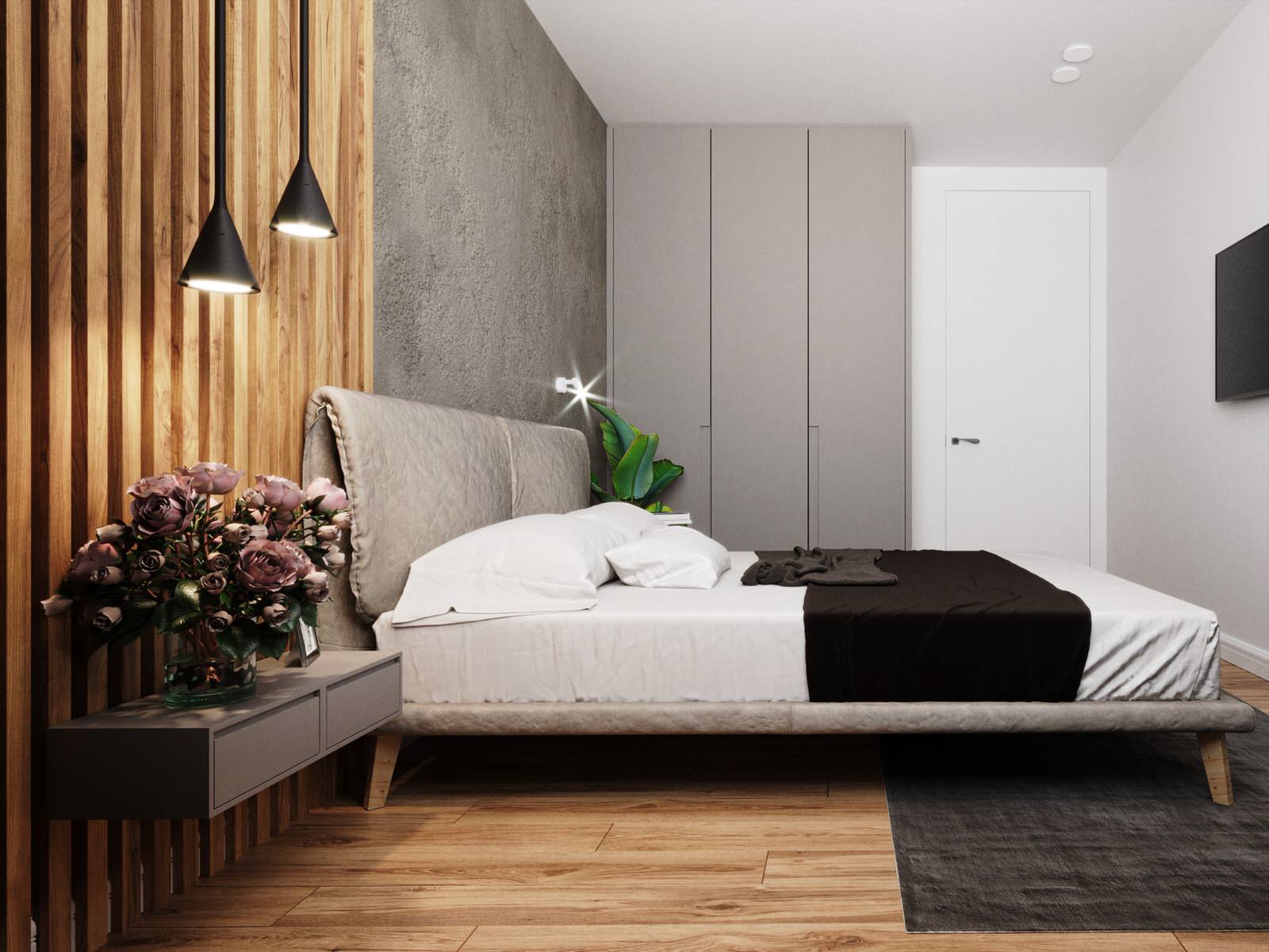 Визуализация спальни и коридора