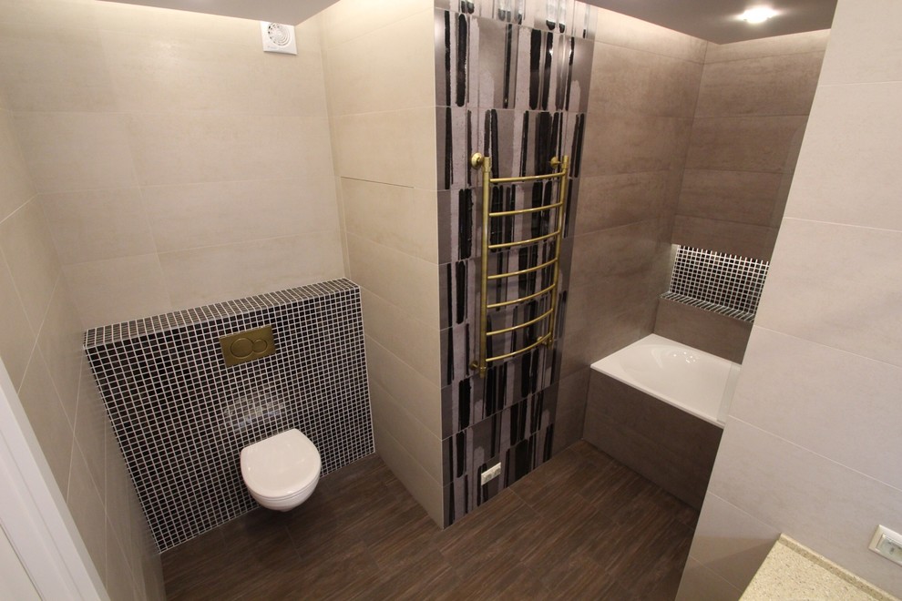 Санузел. Дизайн-проект и готовый результат.