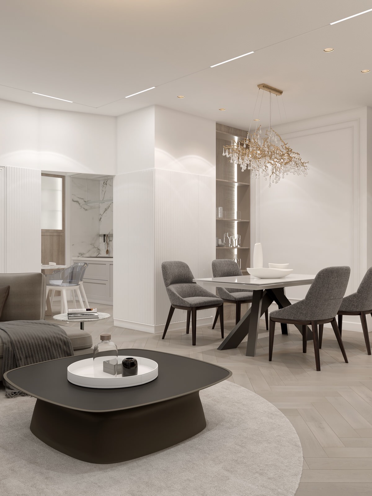 Обложка проекта: Интерьер монохромной квартиры 120кв.м.