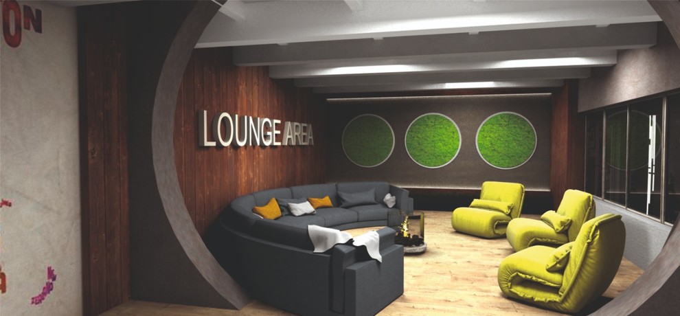 Обложка проекта: Офис IT- компании в Кемерово. Комната отдыха и коридор.