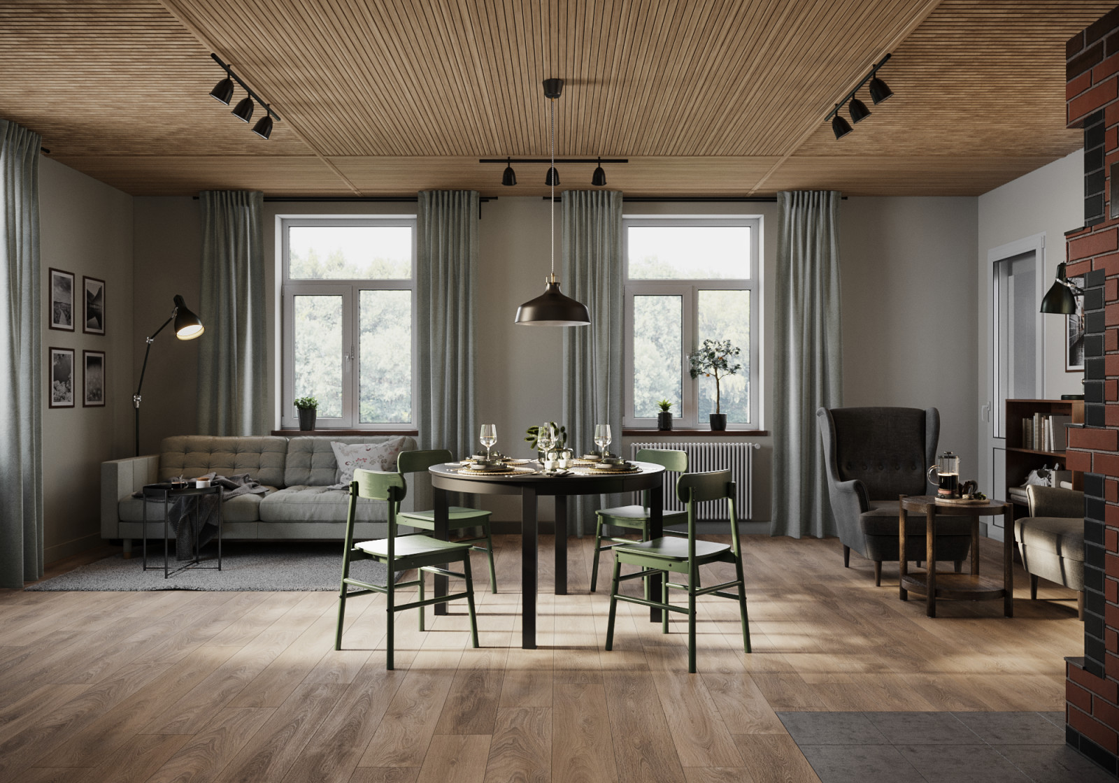 Гостиная загородного дома