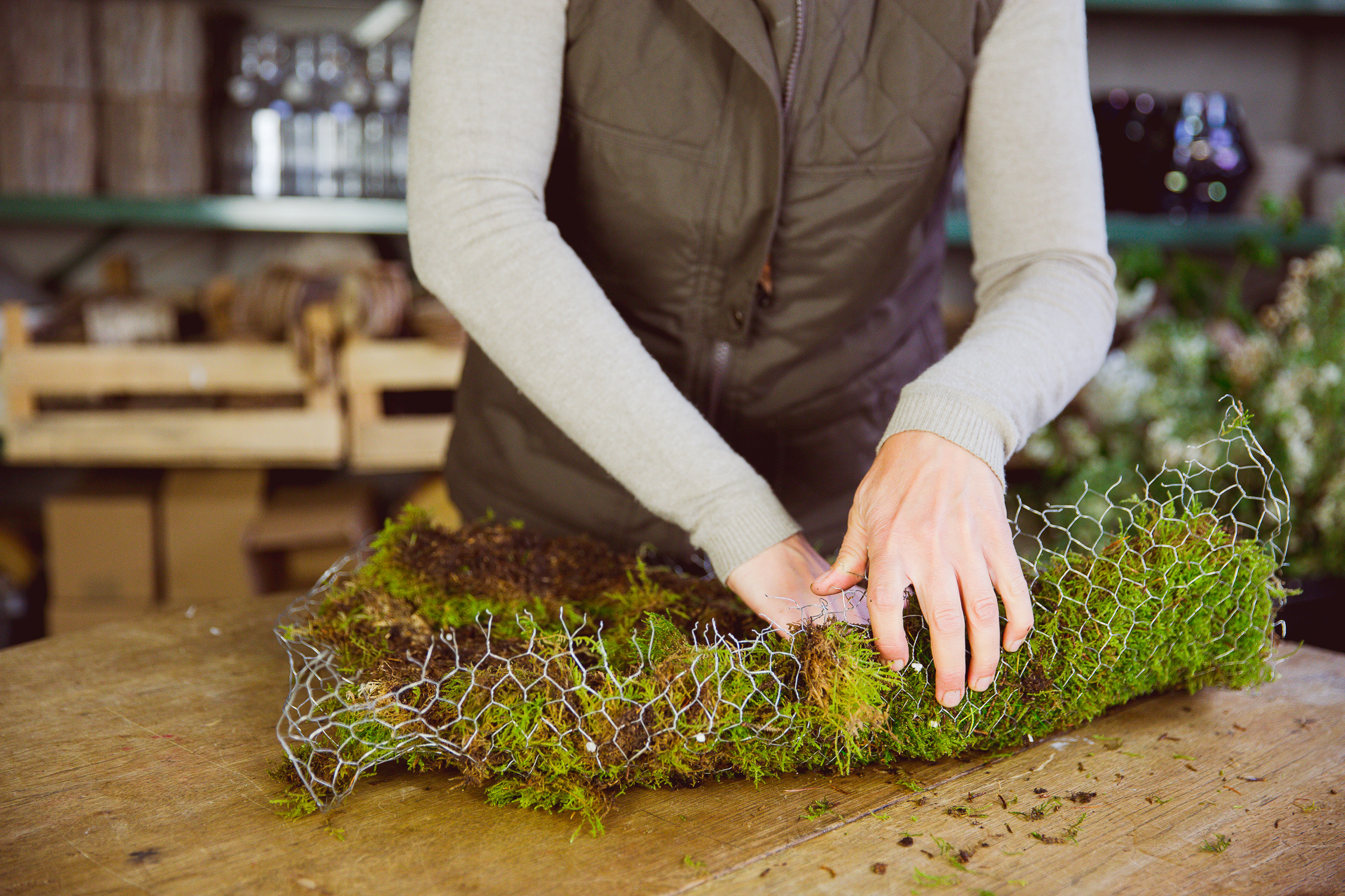 Своими руками: Композиция изо мха и цветов