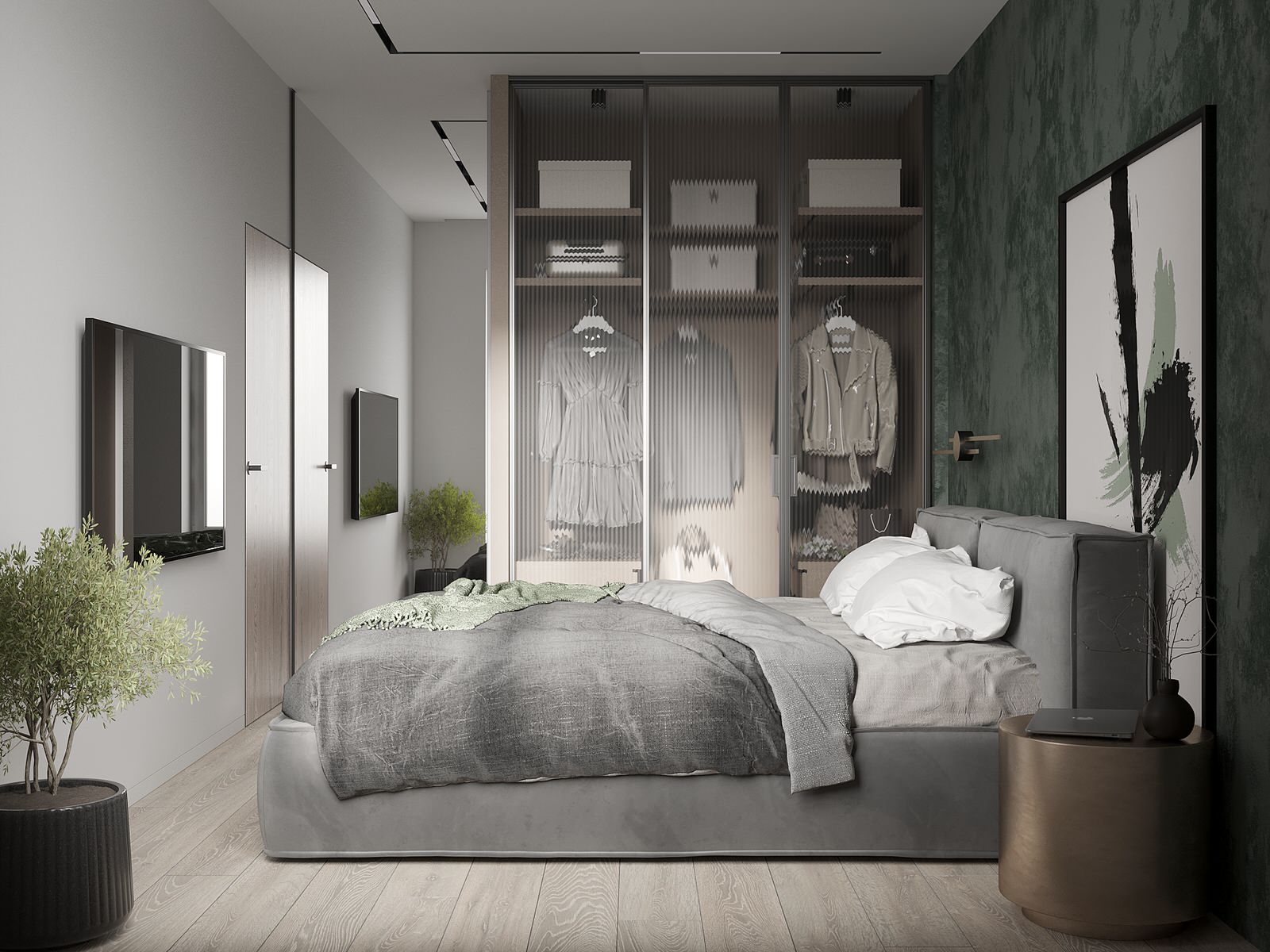 Проект спальни и ванной комнаты в ЖК "MYPRIORITY Basmanny"