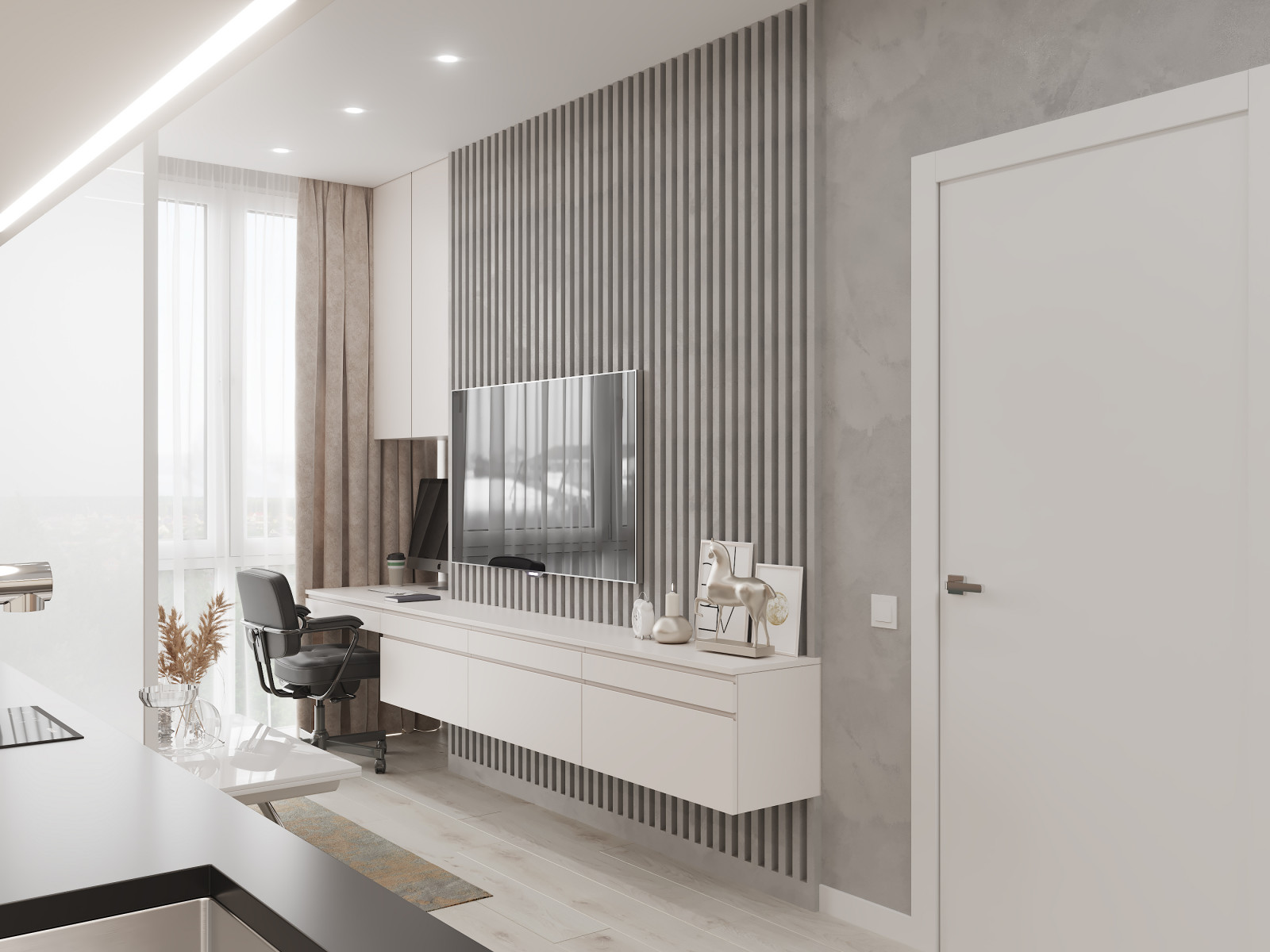 Современная квартира-студия в пастельных тонах