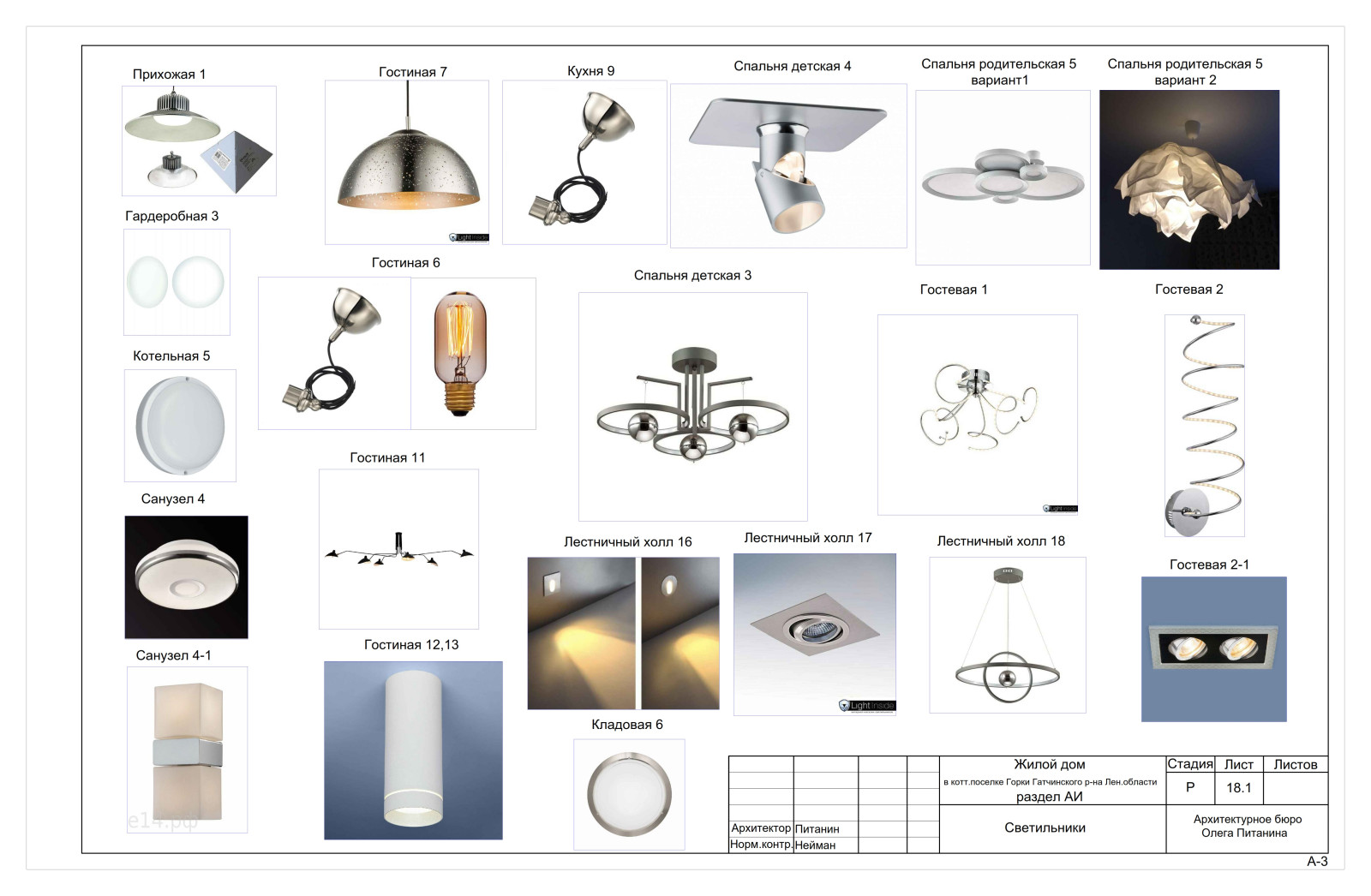 Рабочий проект интерьера современного коттеджа