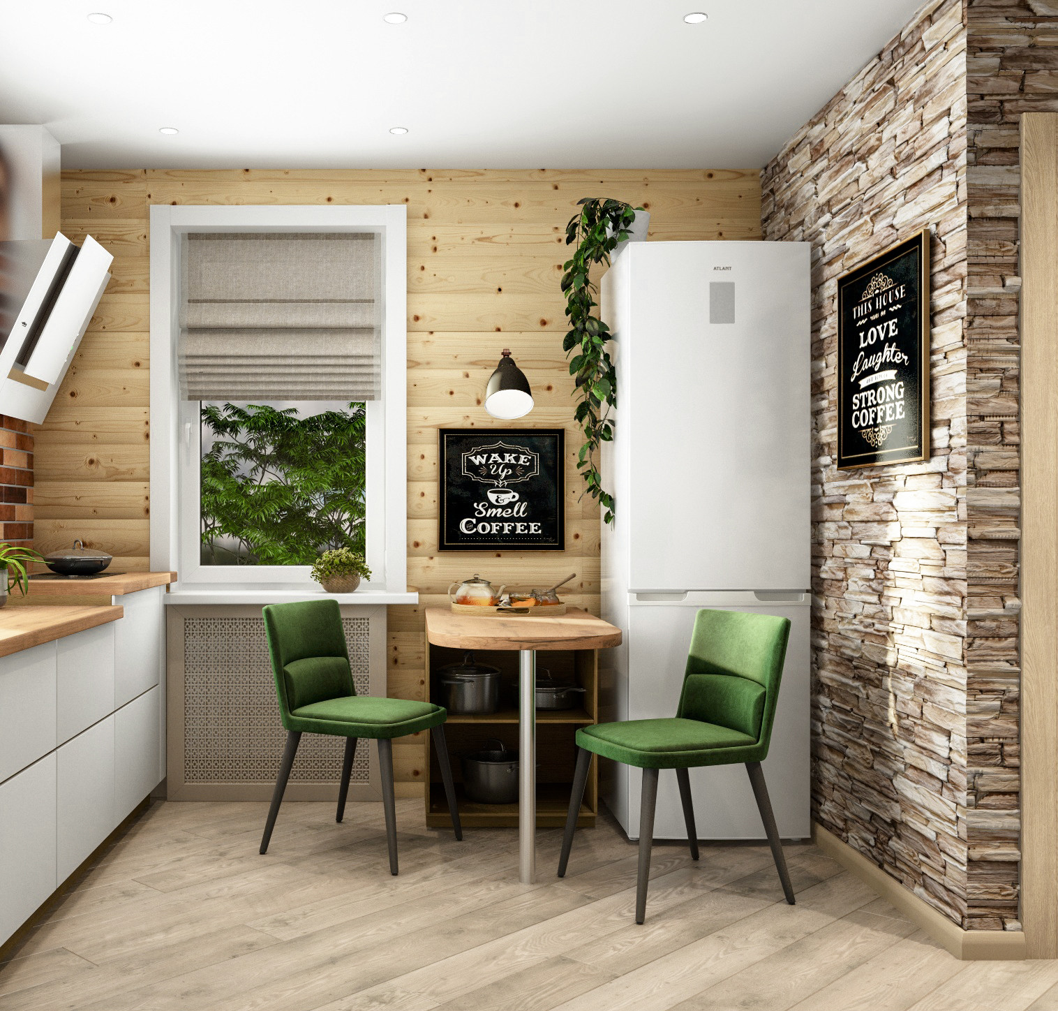 Блок-хаус в интерьере небольшого частного дома