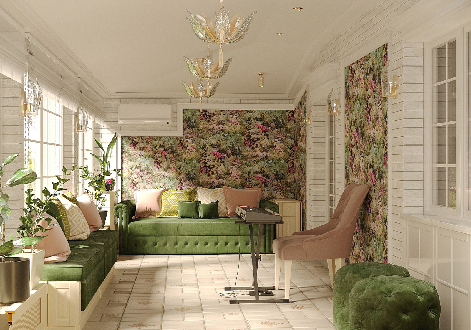 Веранда 22,3 м2. Классика с нотками прованса.