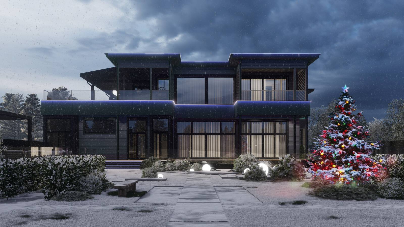 Концепция экстерьера и ландшафта загородного дома