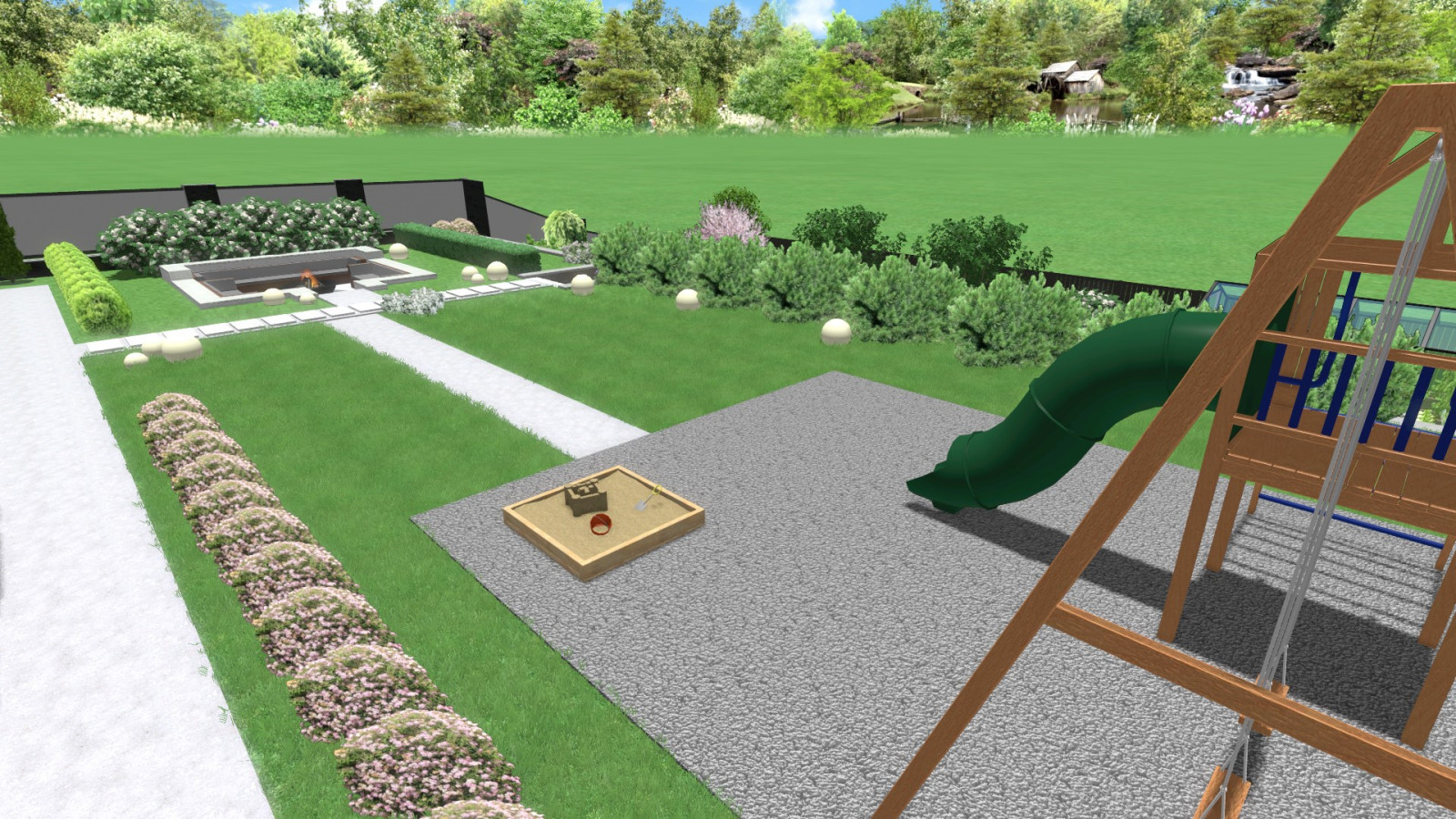 Проект участка с вертикальной планировкой. Подпорные стенки и перепады высот.