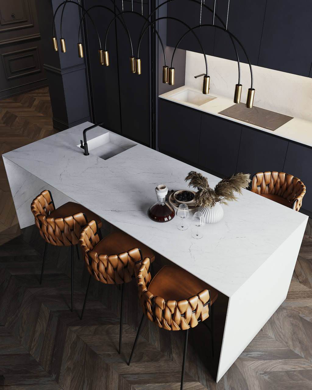 Black interior for a bachelor in St. Petersburg, 75m2