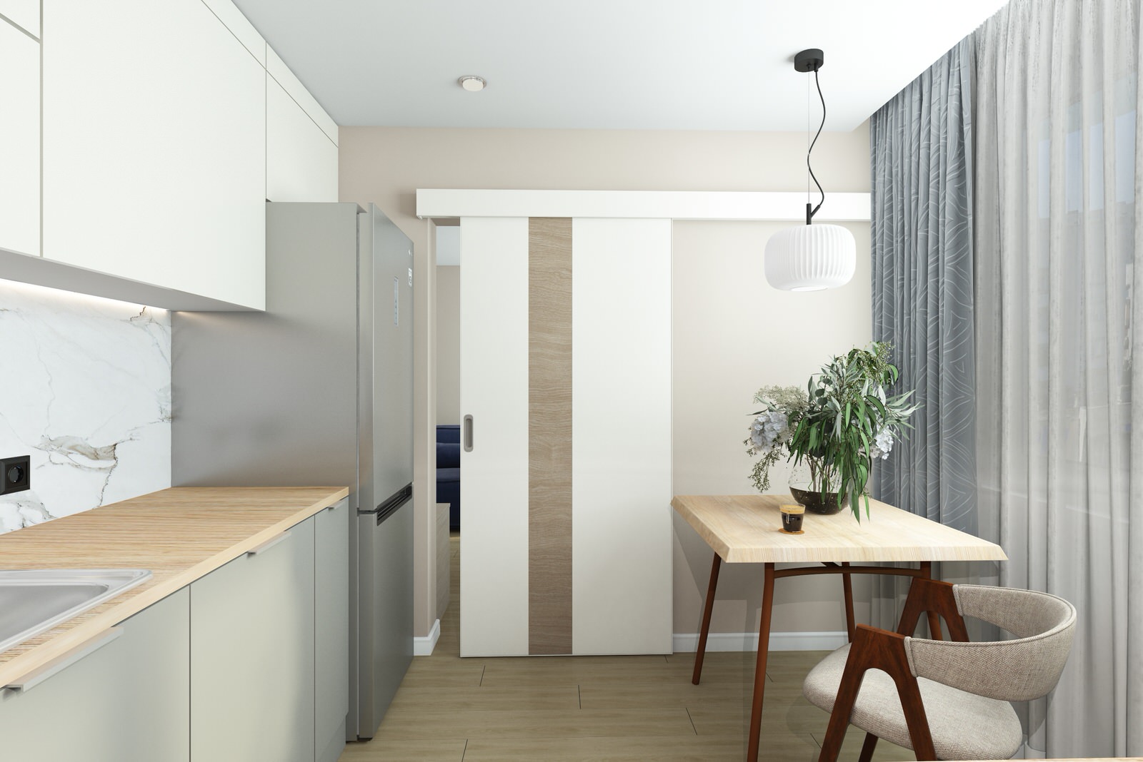 Кухня из проекта трехкомнатной квартиры для семейной пары