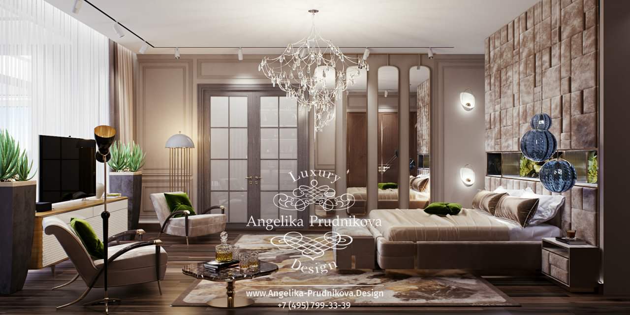 Обложка проекта: Дизайн-проект интерьера спальни в стиле ар-деко в элитном загородном доме