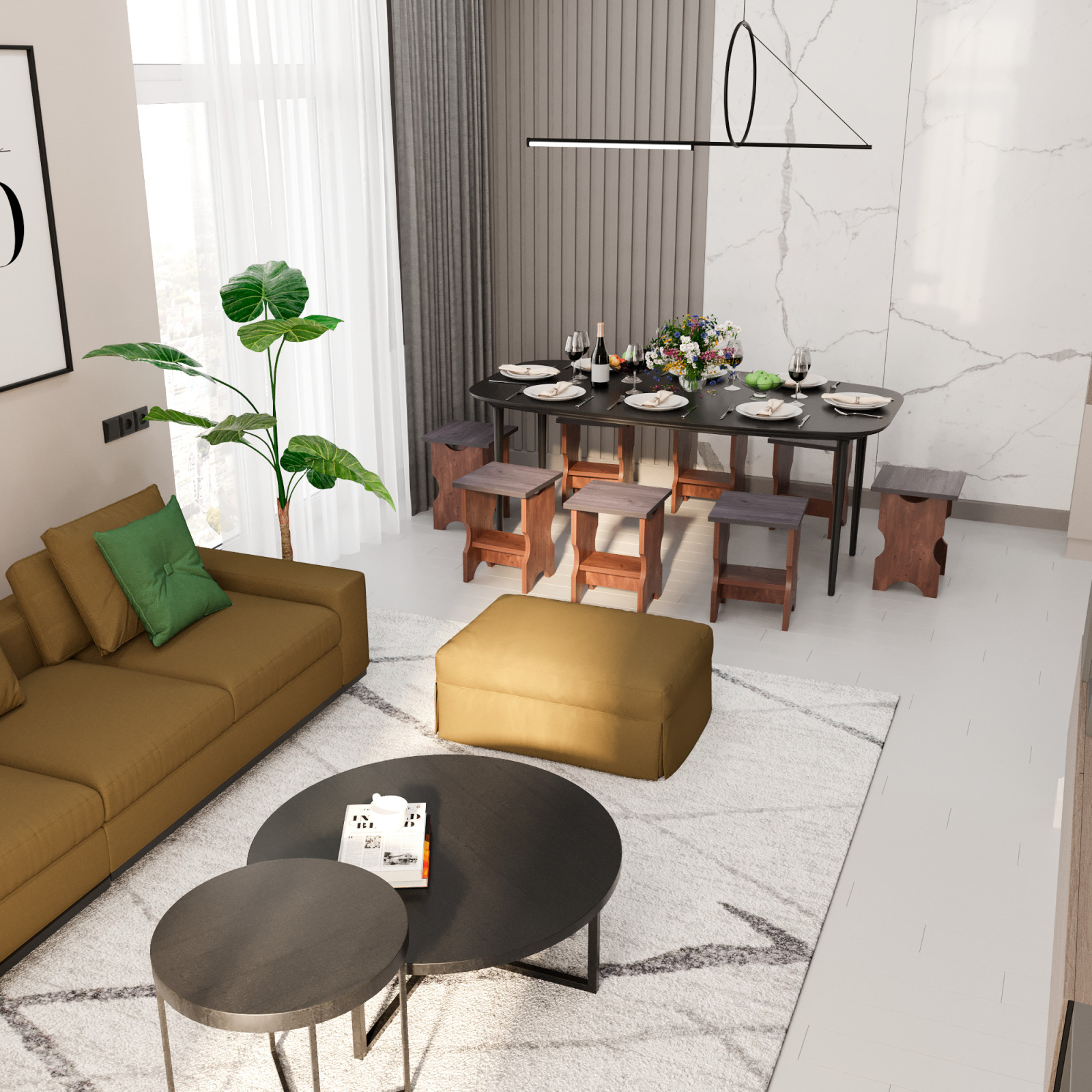 Табурет-столик 2 в 1 ЧАЙНЫЙ в столовую цвет / темный