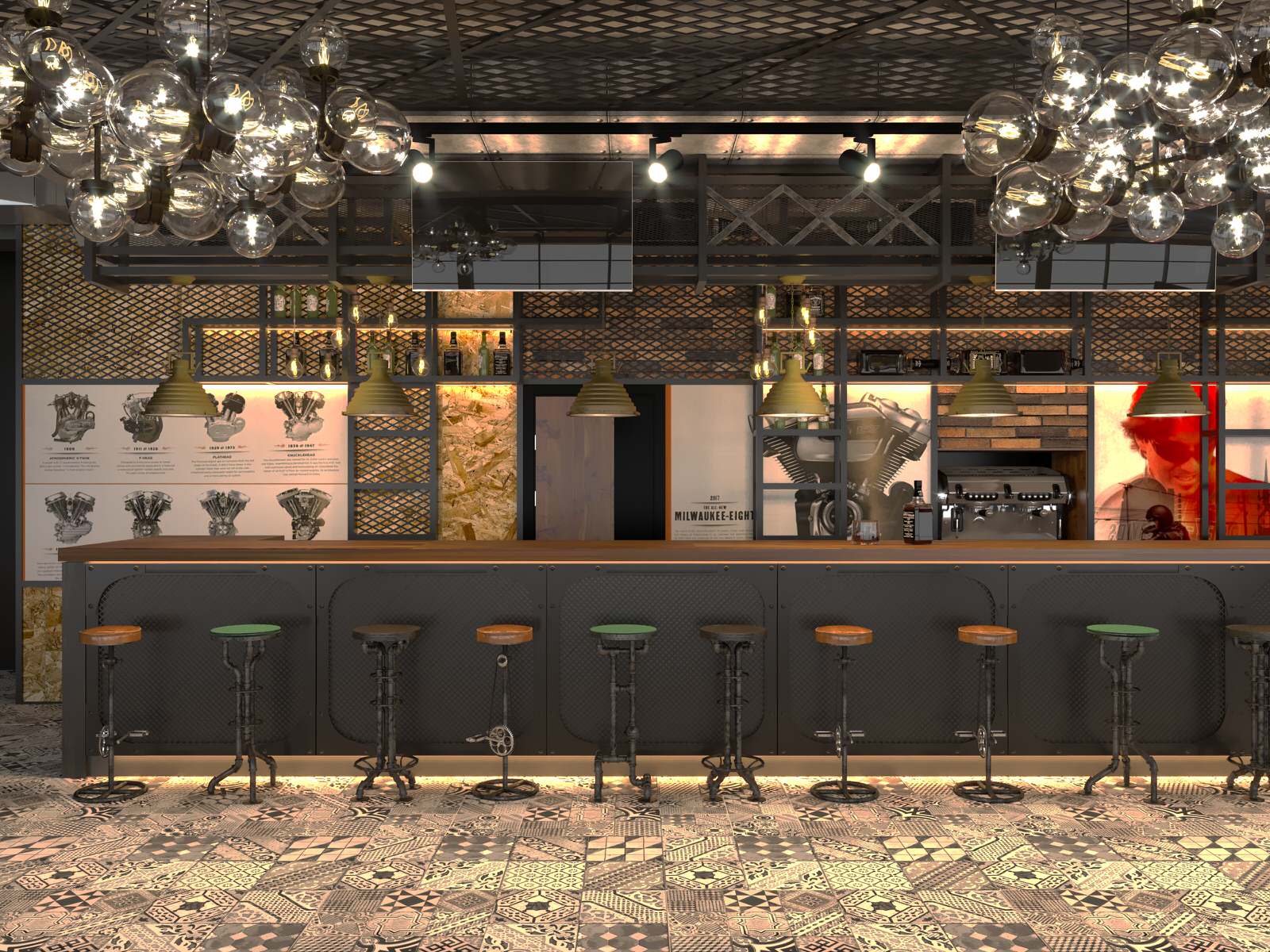Дизайн-проект ресторана для Harley-Davidson Самара