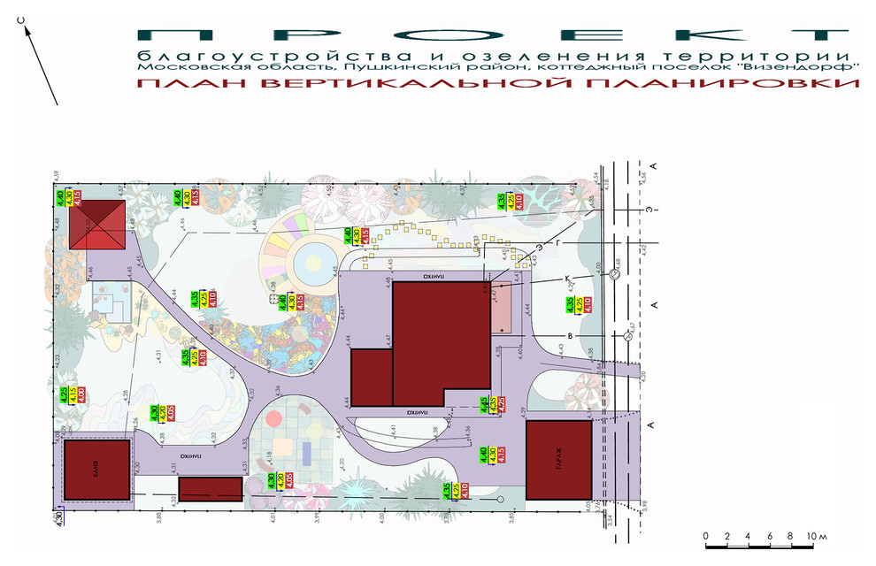 Проект участка 15 соток - план вертикальной планировки.