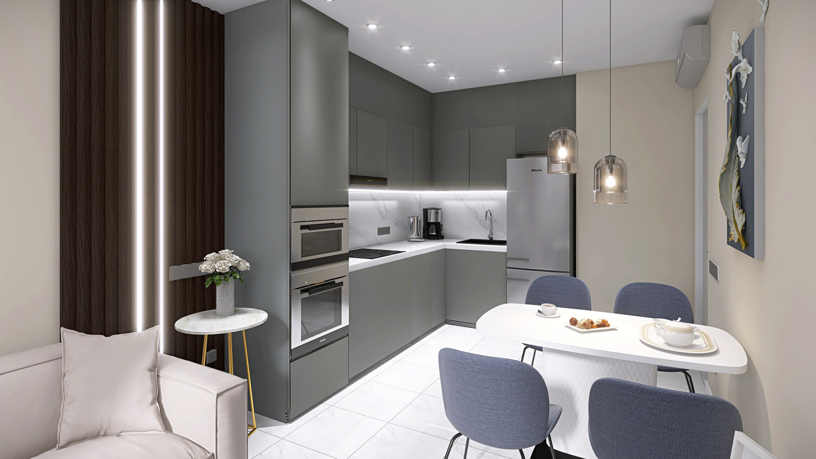 Обложка проекта: Кухня-Гостиная 16,7 м2, Московский р-н