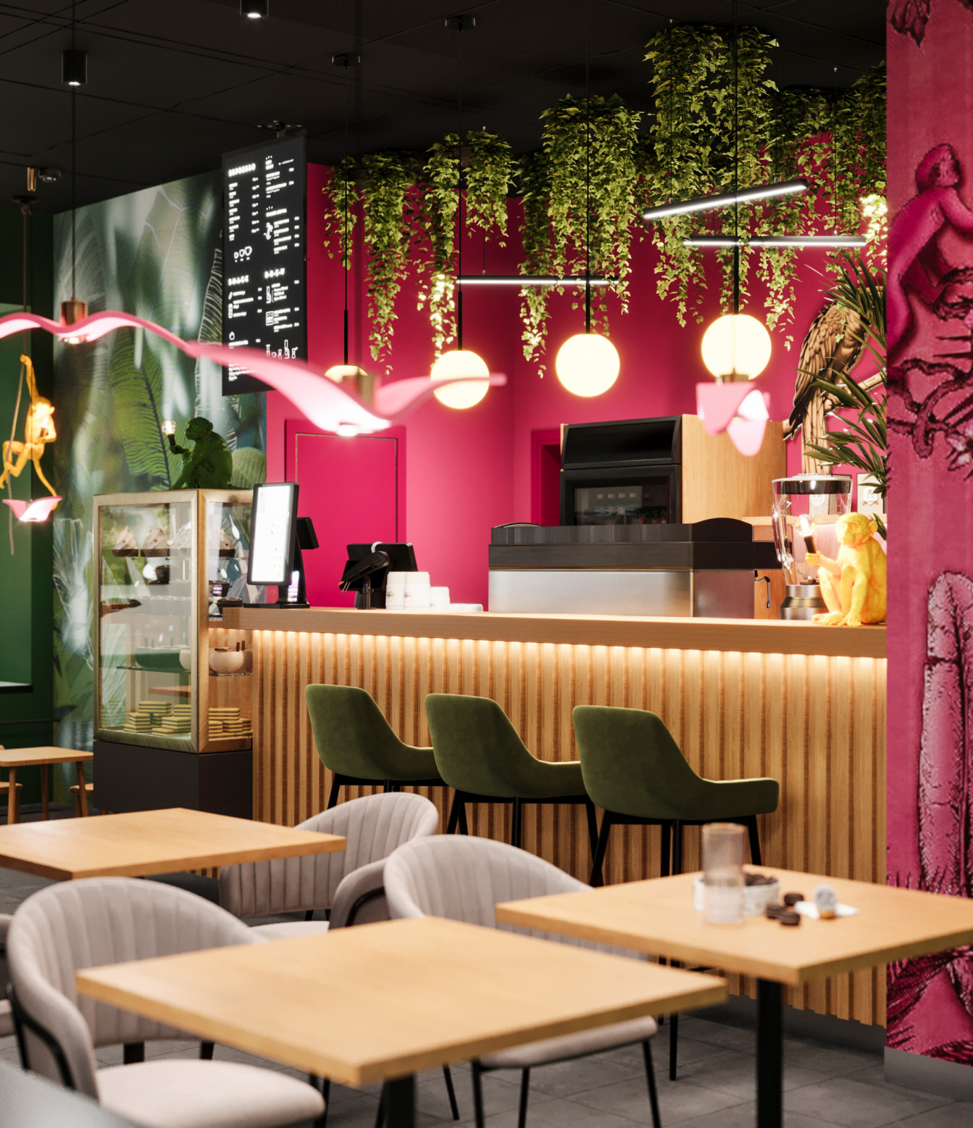 Кофейня в тропическом стиле. Проект