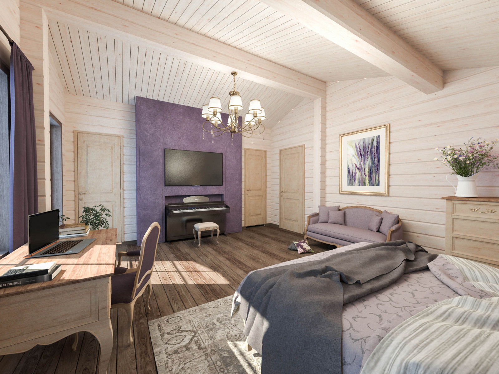 Дом в срубе. Спальня жены