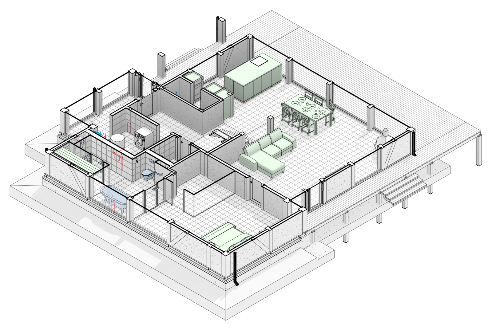 Объемный план 1 этажа