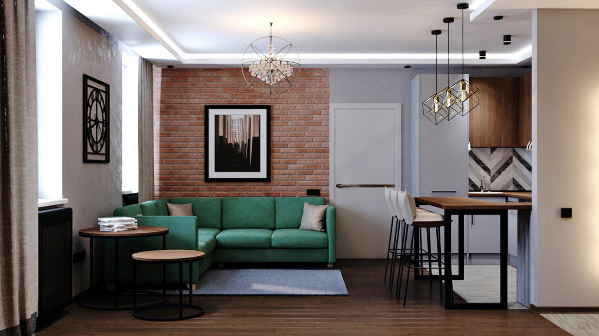 Дизайн-проект квартиры в г.Химки 65 м2 (стиль Лофт)