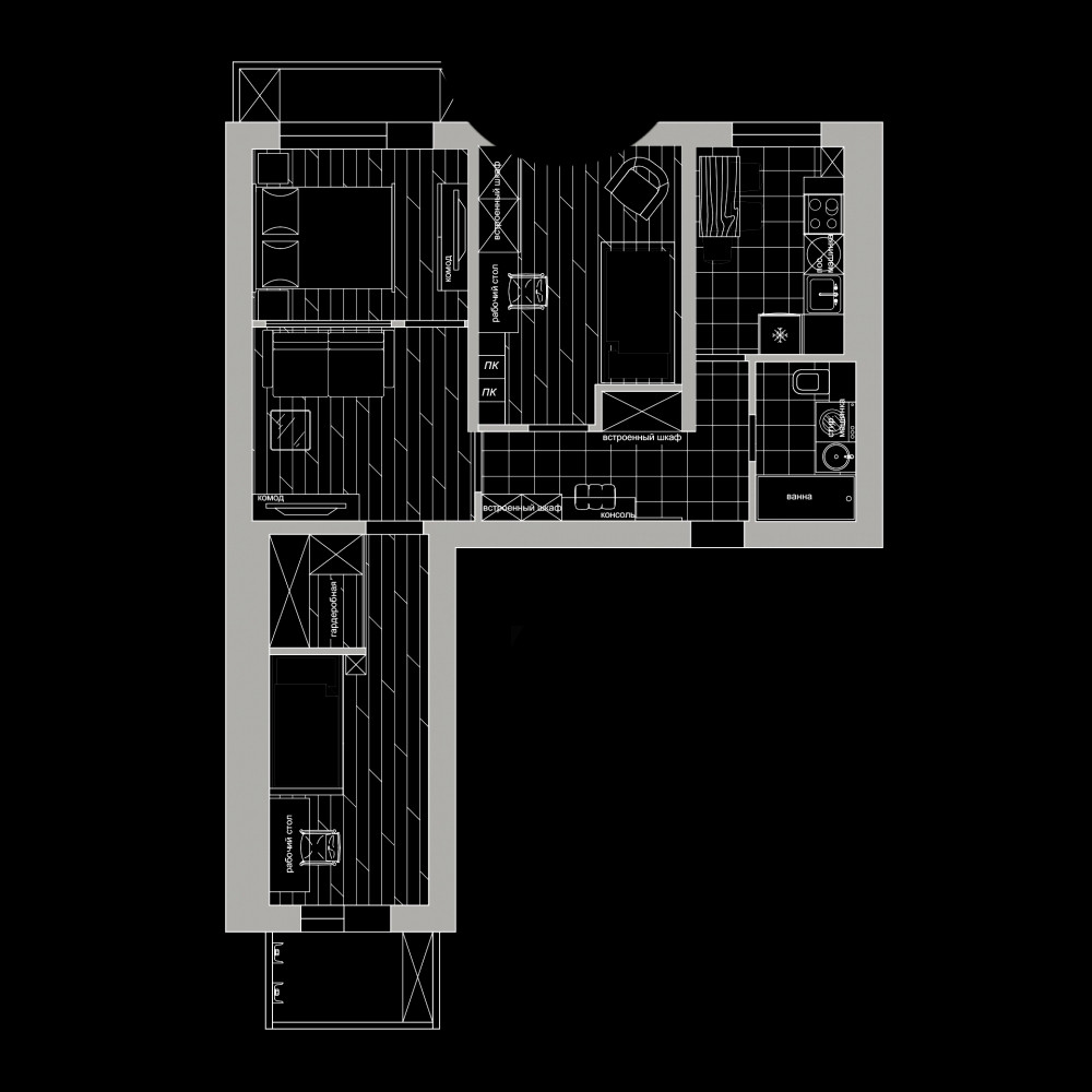 Обложка проекта: Планировочное решение в панельном доме 65 м2