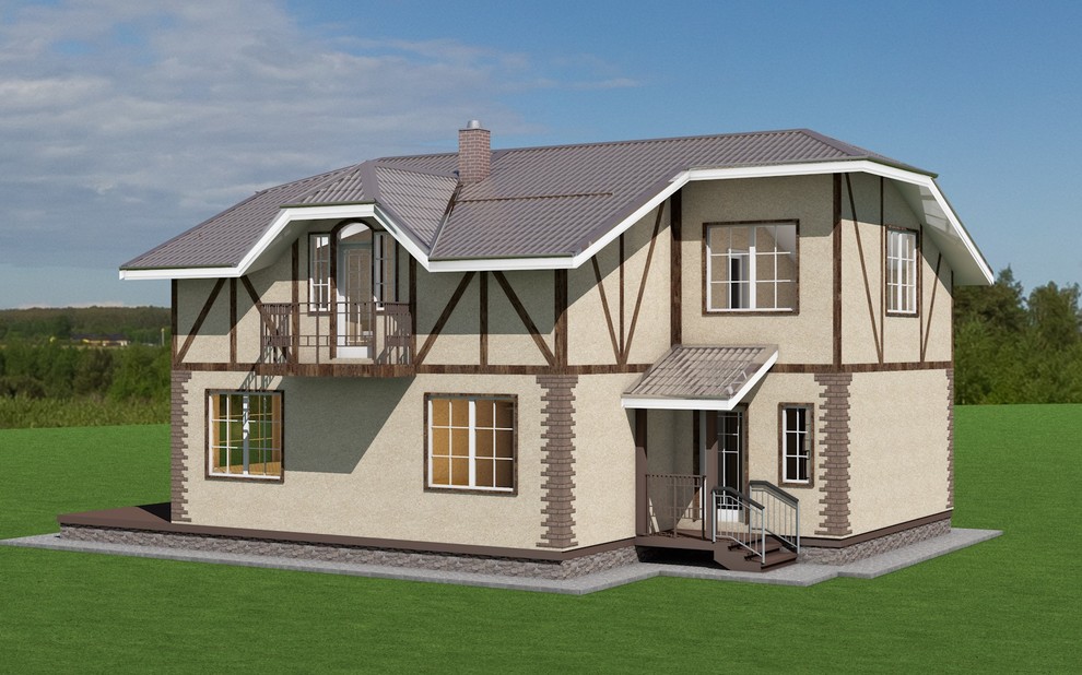 Обложка проекта: Проект каркасного дома 209 м2 - 2 этажа