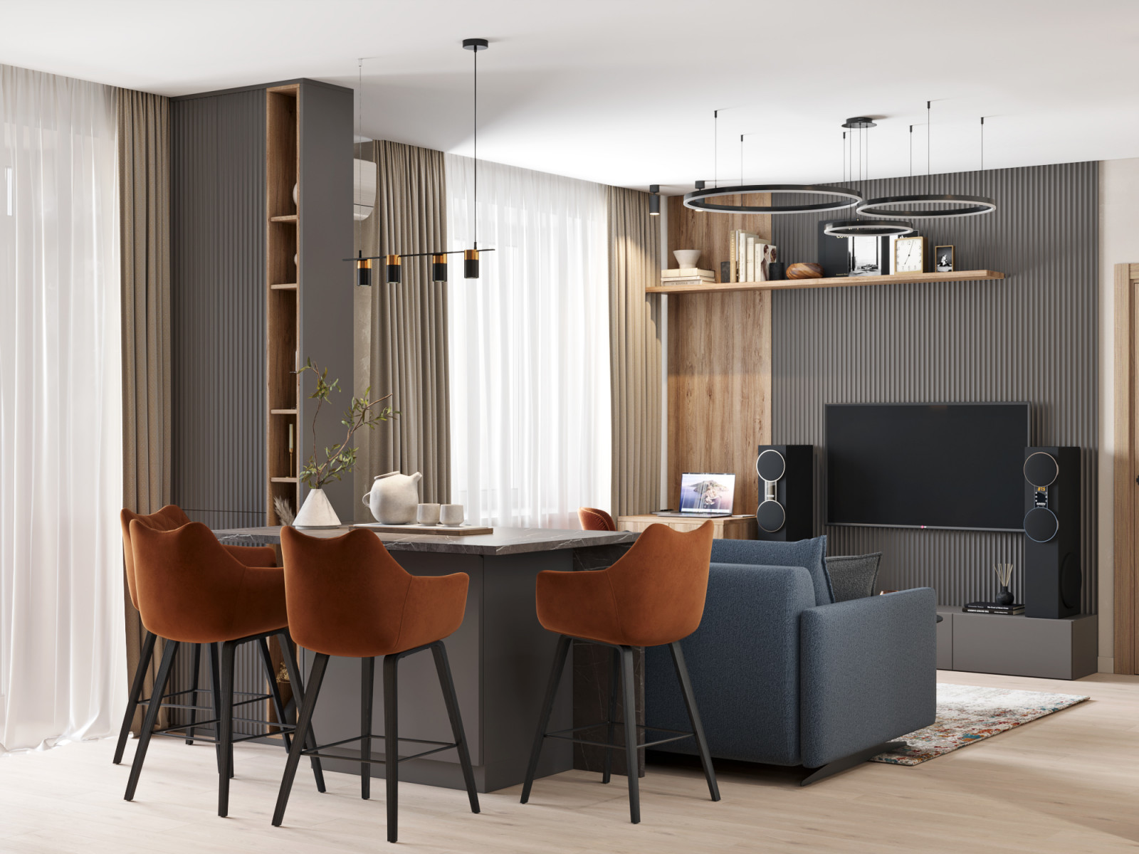 2-комнатная квартира для семейной пары в современном стиле