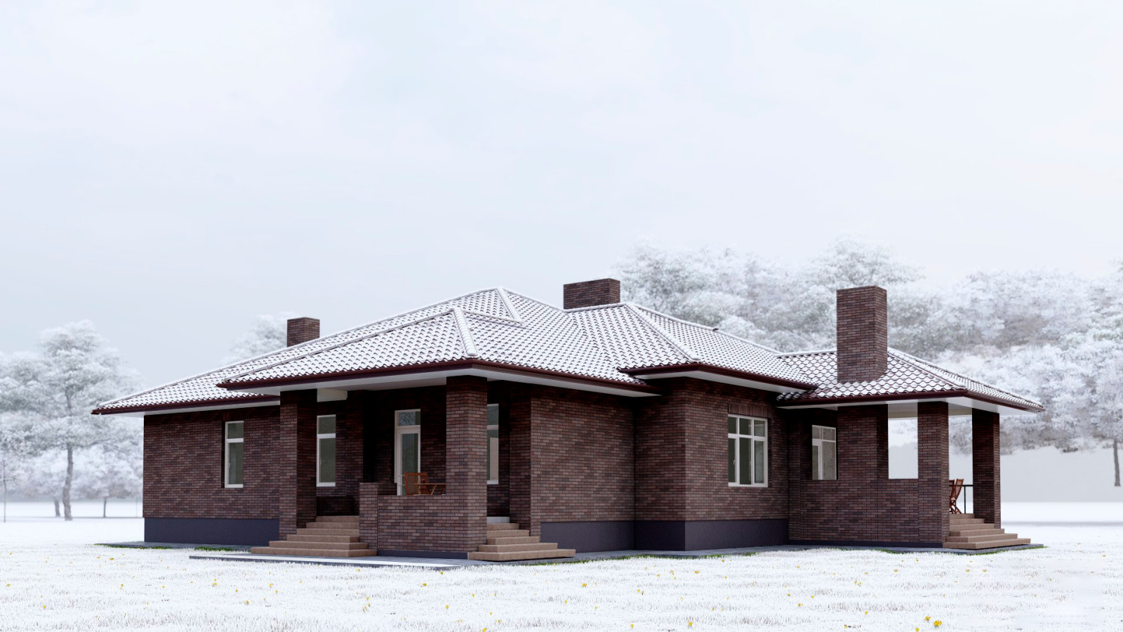 Обложка проекта: Проект кирпичного дома в современном стиле