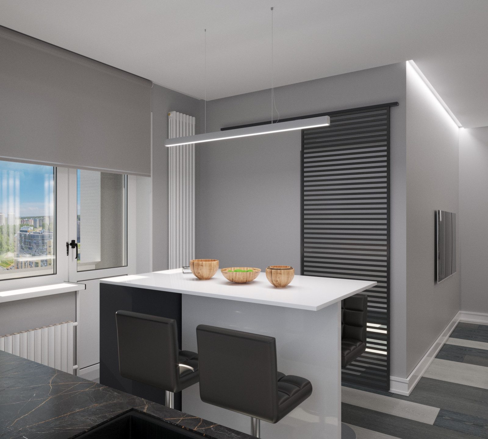 Black and white apartment