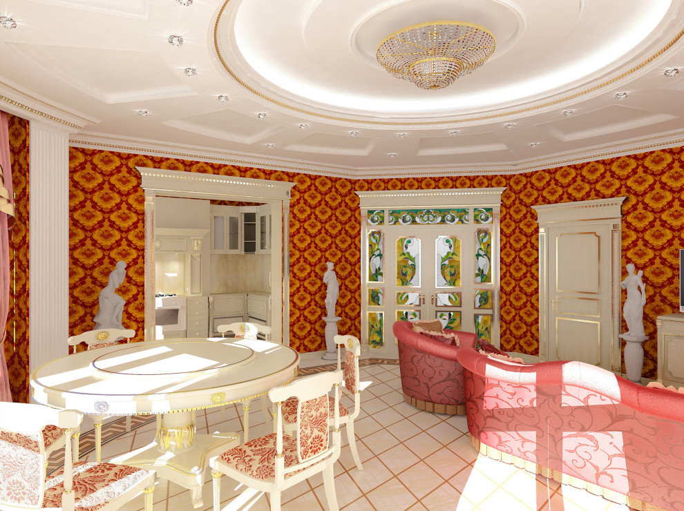 Гостиная-кухня дома, расположенного в городе Гудермес.