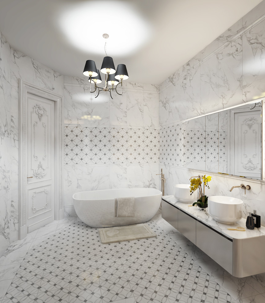 Сталинка на Ломоносовском. Дизайн ванной комнаты в парижском стиле