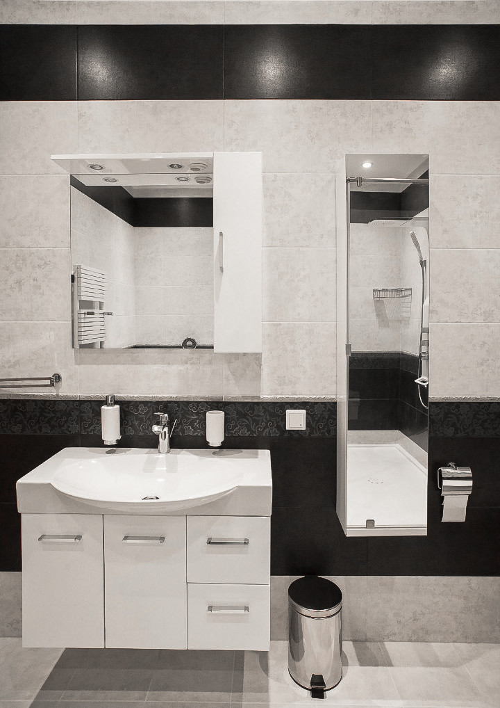 Черно-белые ванные комнаты. Проекты 2012 - 2013 г. Санкт-Петербург.
