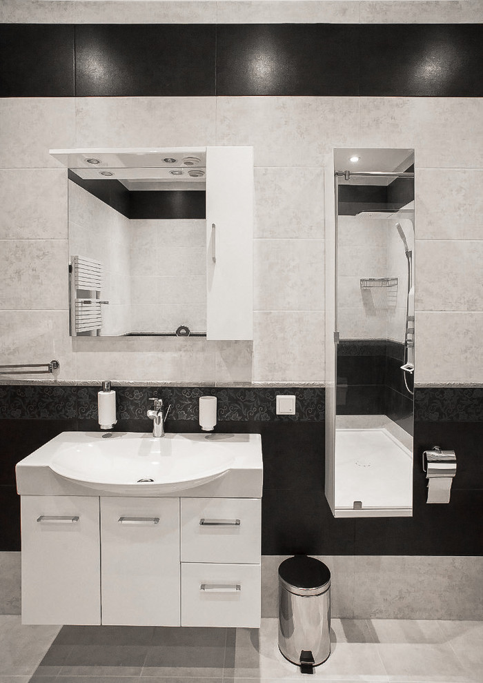 Черно-белые ванные комнаты. Проекты 2012 - 2013 г. Санкт-Петербург.