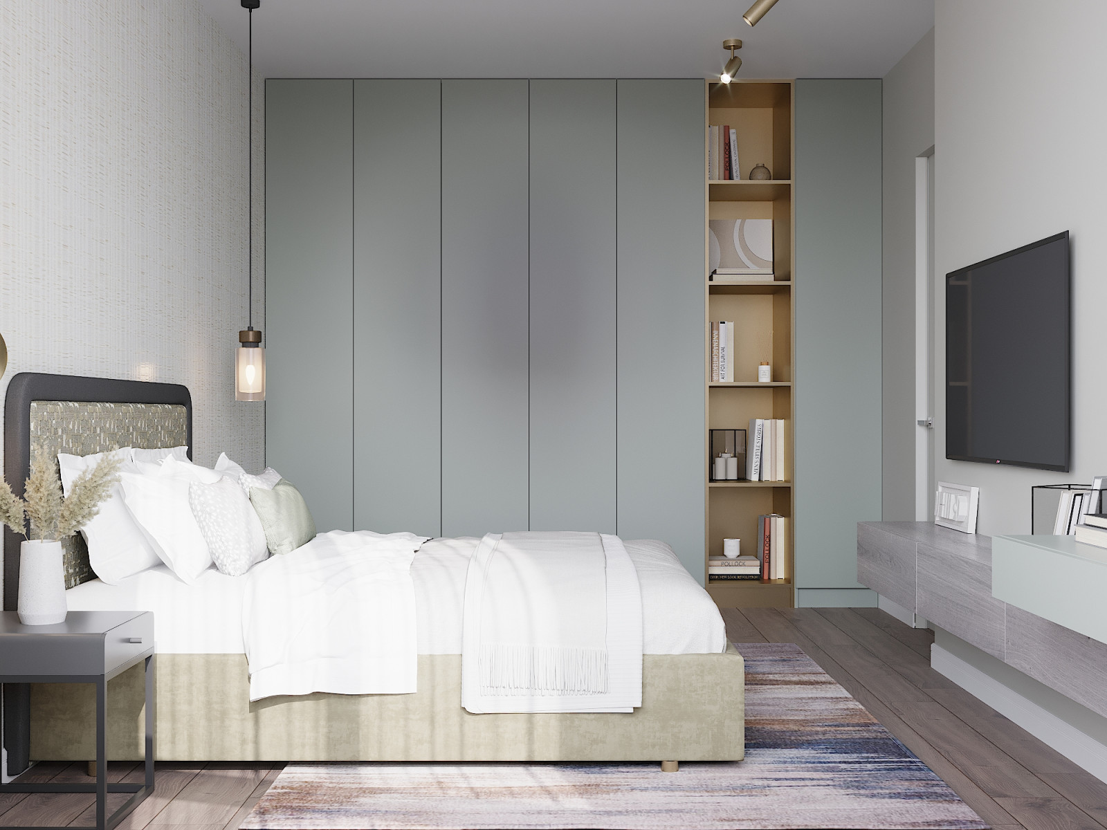 квартира с зеленым диваном