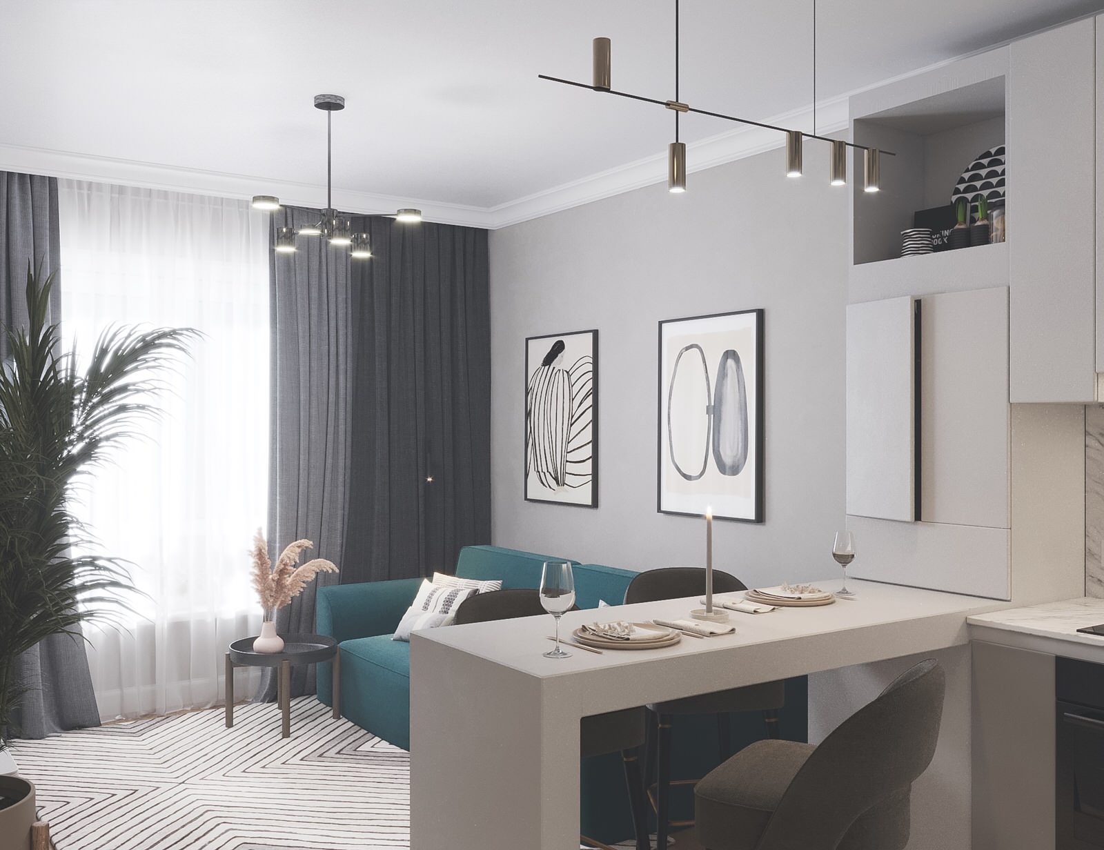 Кухня-гостиная + прихожая в ЖК от Пик