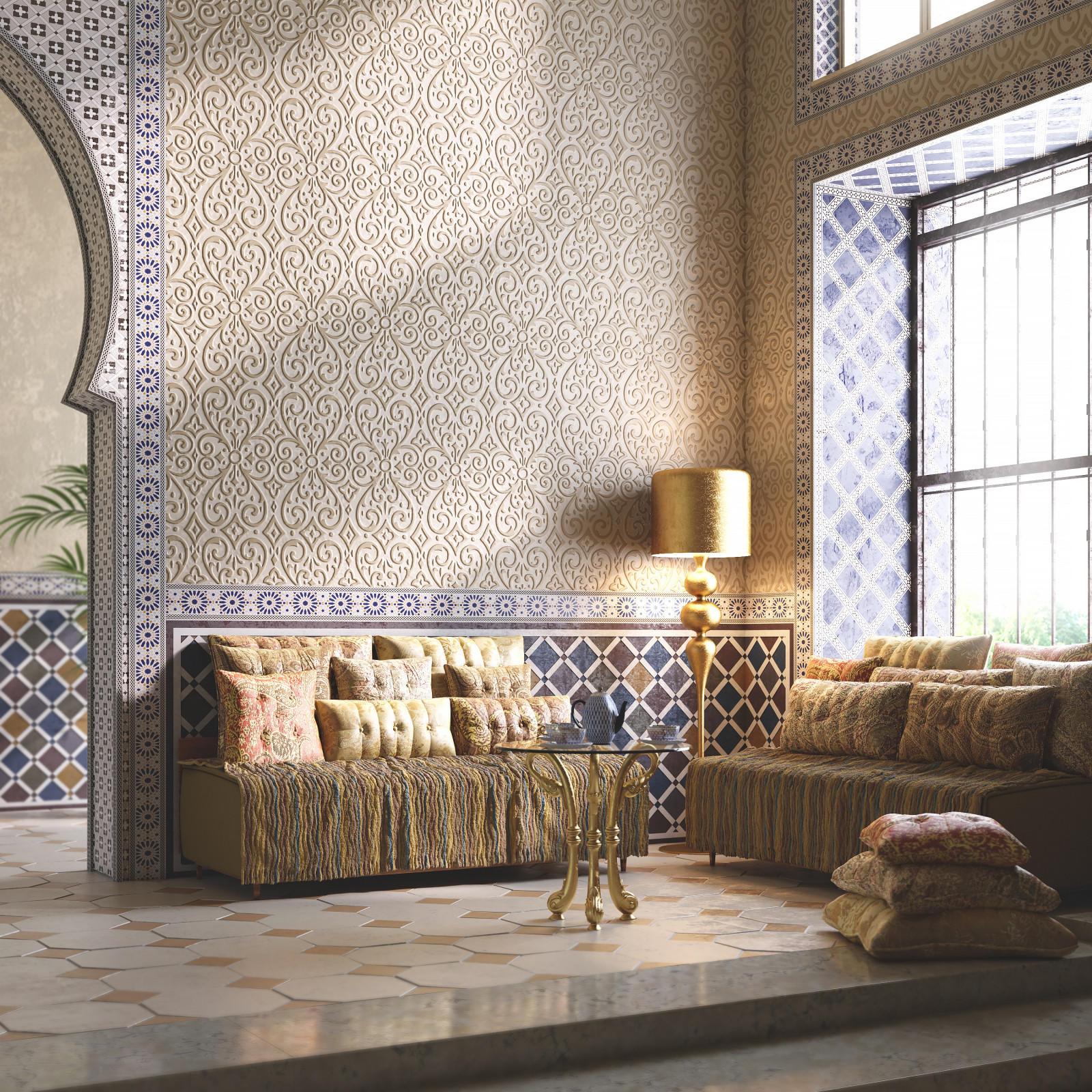 Гипсовые обои Wallcrusta в интерьере